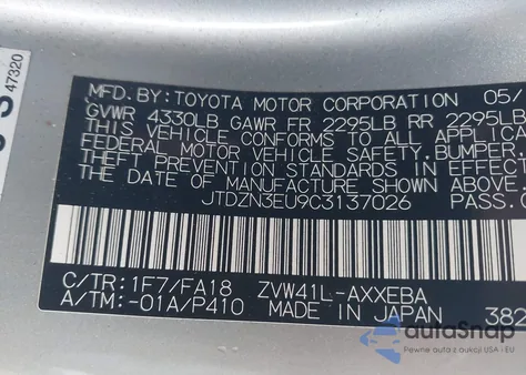 2012 Toyota Prius V Two z USA, uszkodzony, nr VIN JTDZN3EU9C3137026